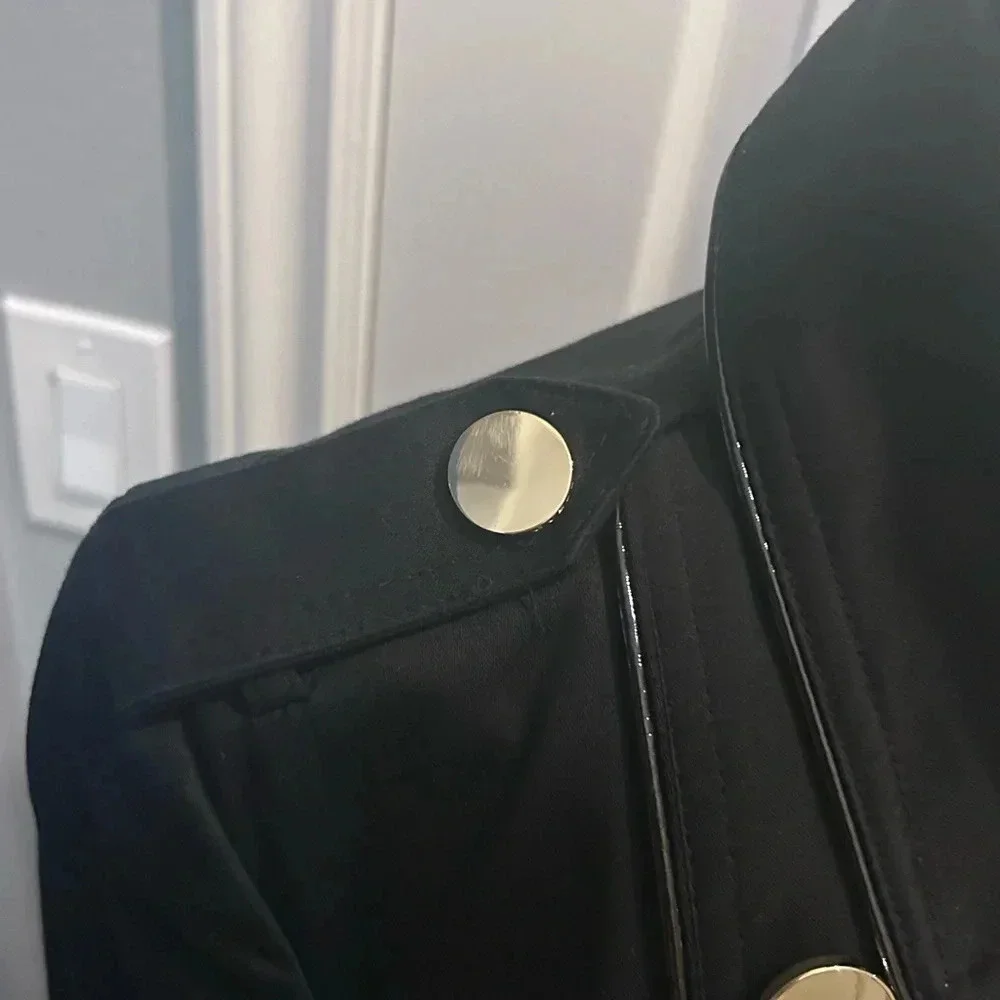 🖤”Guess” Women’s Black Mid Length Military Style Belted Jacket Size XS💛 - Picture 6 of 16